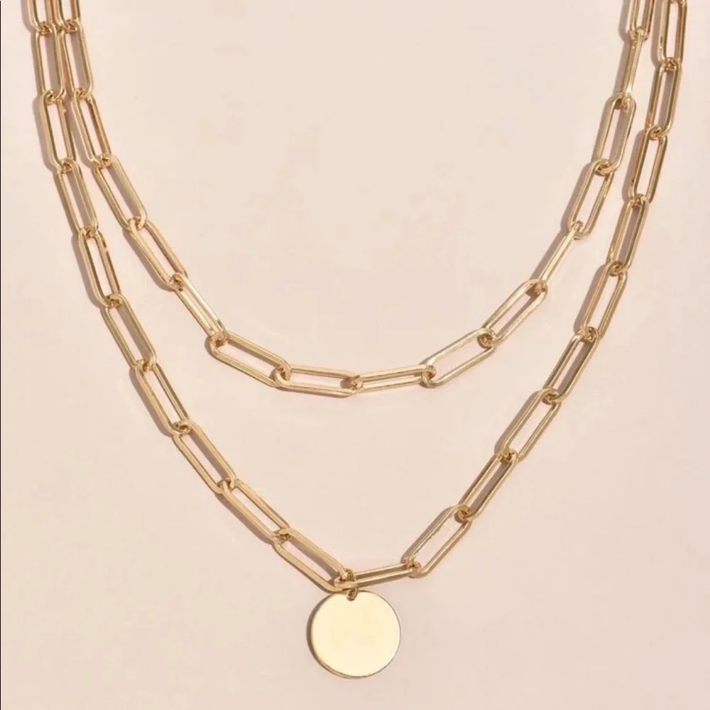 LAST ONE SALE Gold Carla Layered Paperclip Chain Necklace - Picture 3 of 5